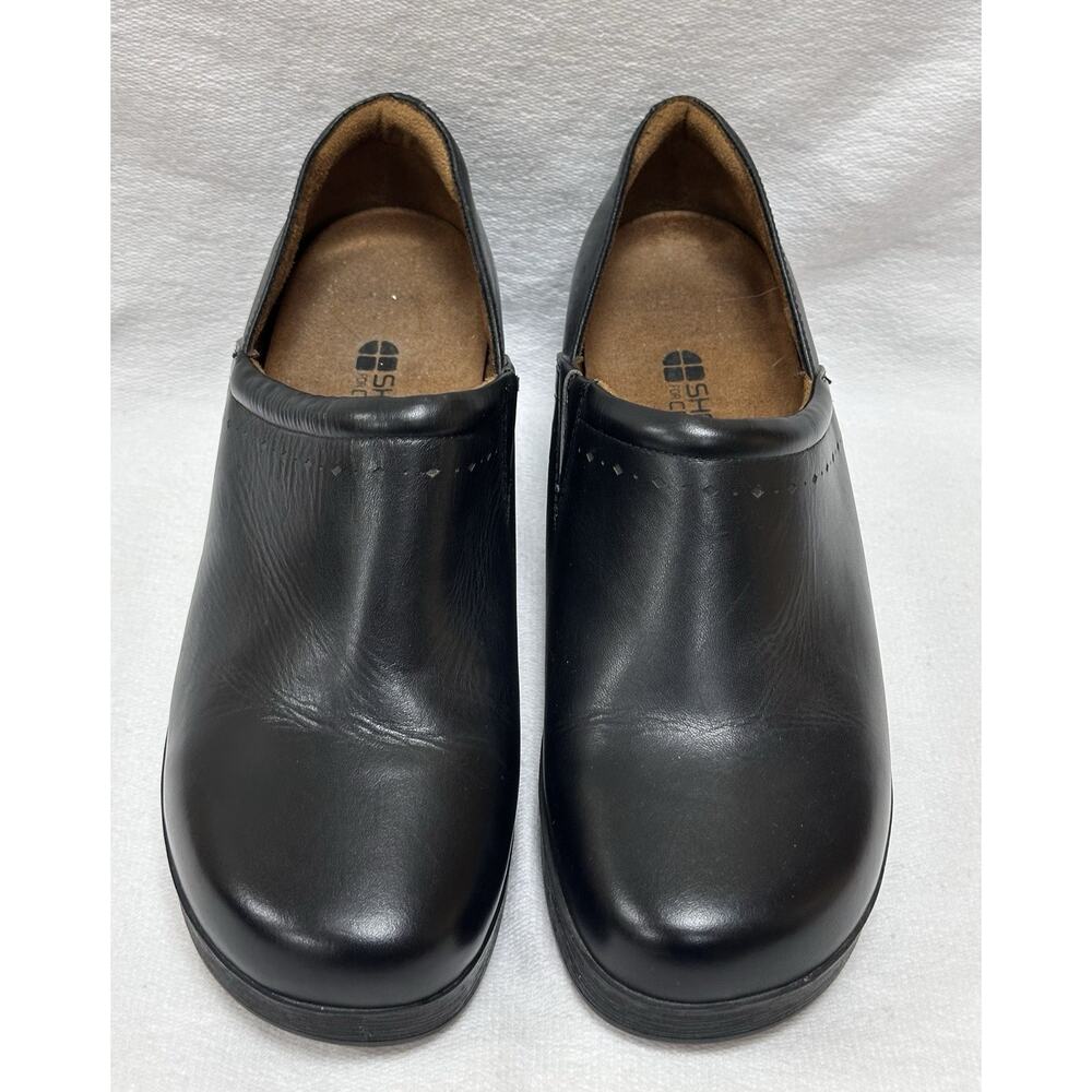 Shoes for Crews Lila Slip Resistant Black Leather Juno Work Clogs Size 8.5 Nurse